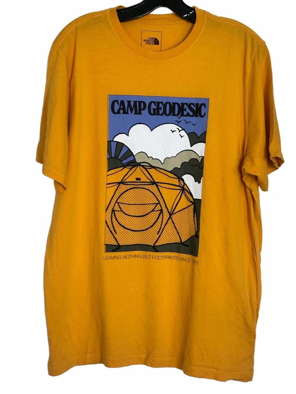 The North Face Men's Yellow Camp Geodesic Graphic 100% Cotton T-Shirt - Large